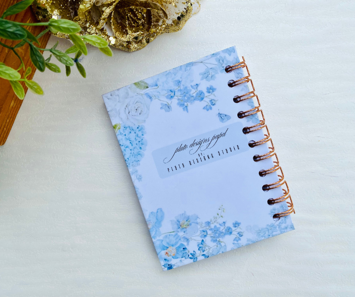 2025 UNDATED PLANNER JOURNAL IN PURPLE & BLUEFLORALS | LAVENDER FLOWER MINI PLANNER