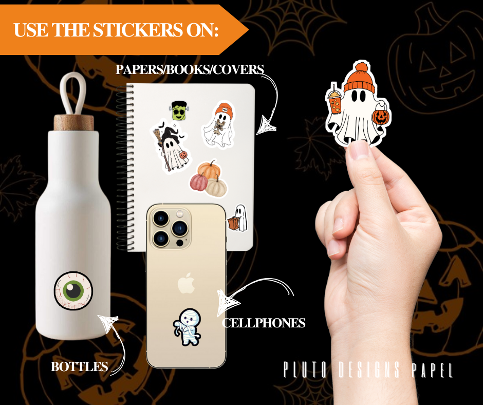 HALOWEEN TRICK OR TREAT WATERPROOF STICKERS STATIONERY 30 PCS SET