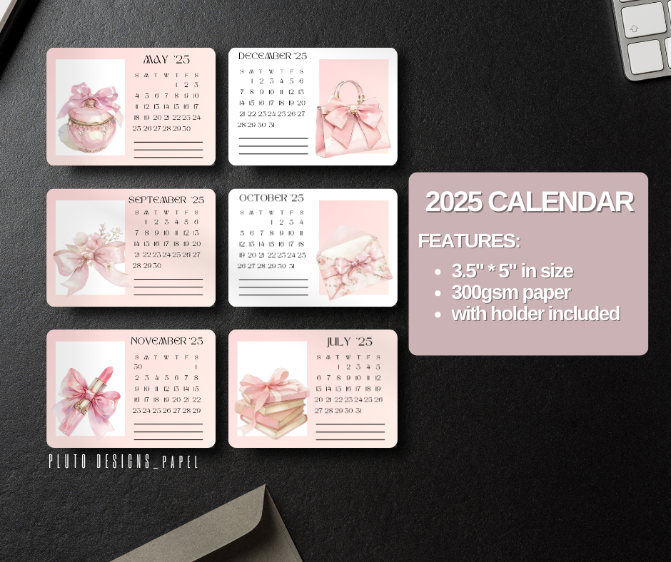 2025 FLASH CARD MINI CALENDAR DESK CALENDAR WITH STAND (FUR BABIES PET & COQUETTES