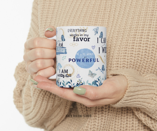 AFFIRMATION MUG FOR POSITIVE MINDSET BLUE COFFEE MUGS 16oz GIFTABLE GIFTS KITCHEN