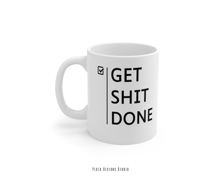 MINIMALIST MUG FOR GET SHIT DONE GIFT COFFEE MUGS 16oz GIFTABLE GIFTS KITCHEN