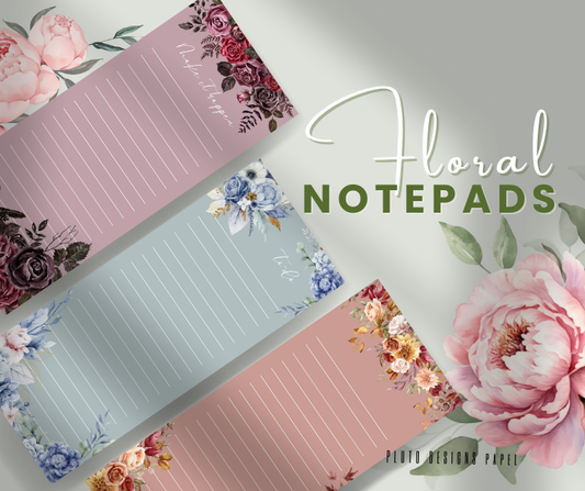 FLORAL THEME LONG NOTEPAD NOTE PADS STATIONERY NEUTRAL COLOR