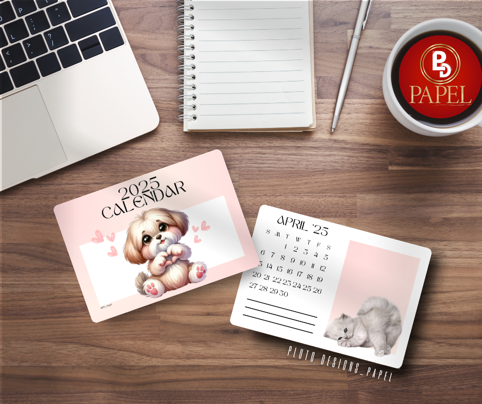 2025 FLASH CARD MINI CALENDAR DESK CALENDAR WITH STAND (FUR BABIES PET & COQUETTES