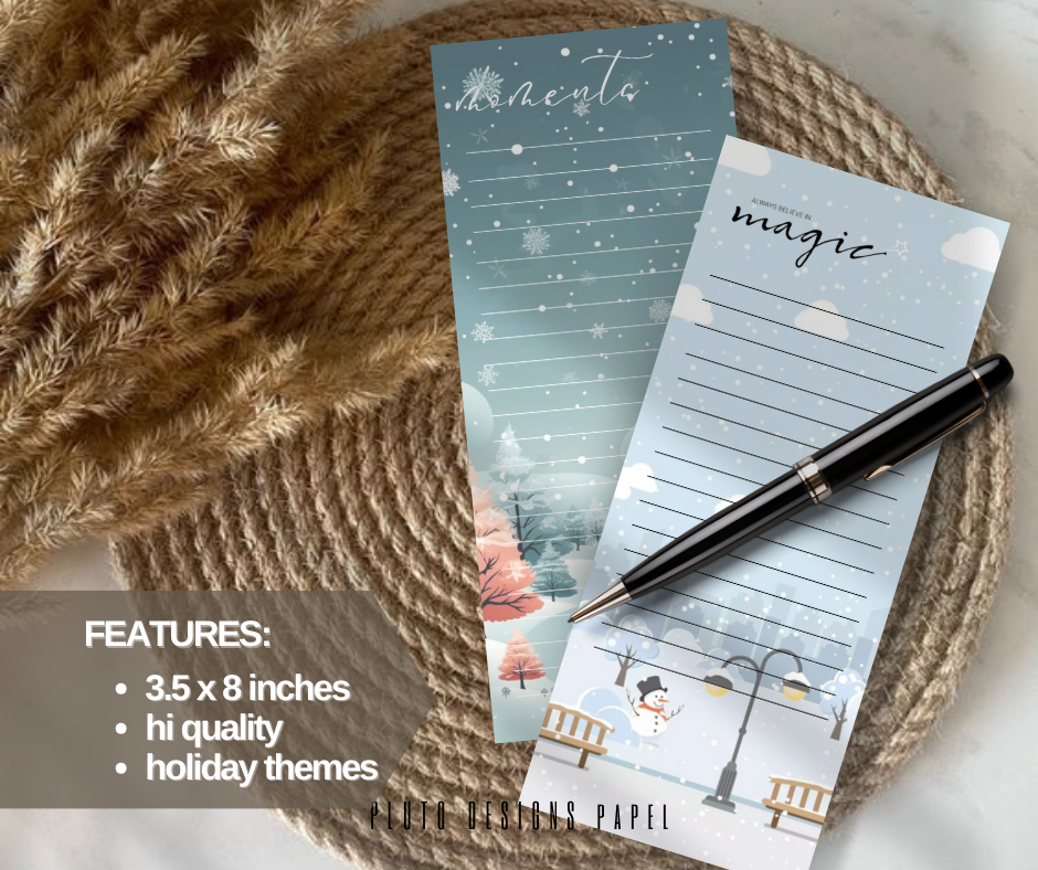 CHRISTMAS HOLIDAY THEME LONG NOTEPAD NOTE PADS STATIONERY