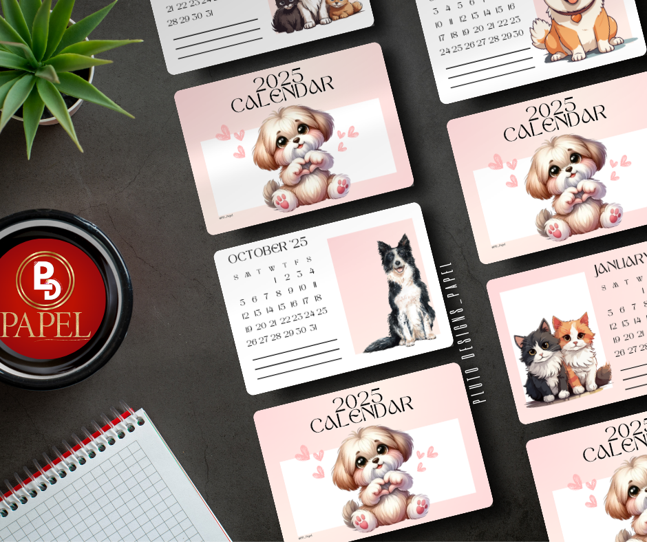 2025 FLASH CARD MINI CALENDAR DESK CALENDAR WITH STAND (FUR BABIES PET & COQUETTES