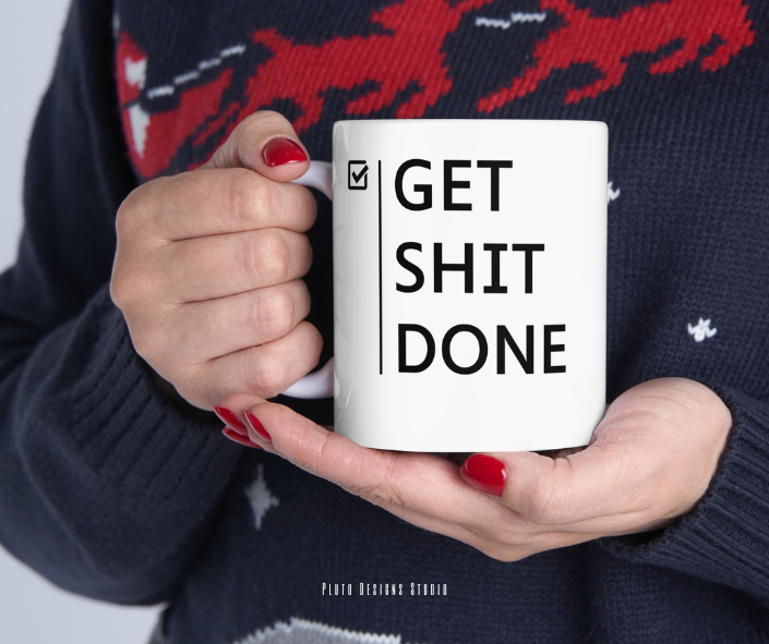 MINIMALIST MUG FOR GET SHIT DONE GIFT COFFEE MUGS 16oz GIFTABLE GIFTS KITCHEN