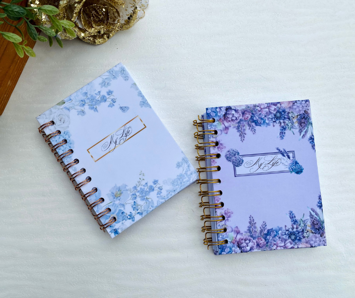 2025 UNDATED PLANNER JOURNAL IN PURPLE & BLUEFLORALS | LAVENDER FLOWER MINI PLANNER