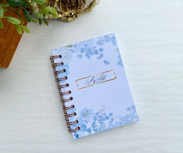 2025 UNDATED PLANNER JOURNAL IN PURPLE & BLUEFLORALS | LAVENDER FLOWER MINI PLANNER