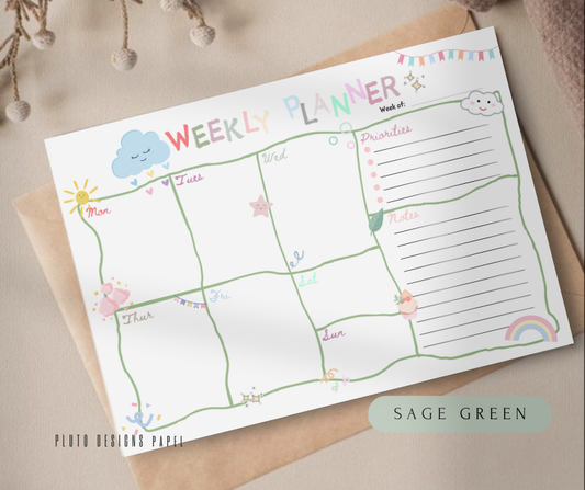 WEEKLY PLANNER WATERCOLOR FUN UNDATED PLANNER CALENDAR