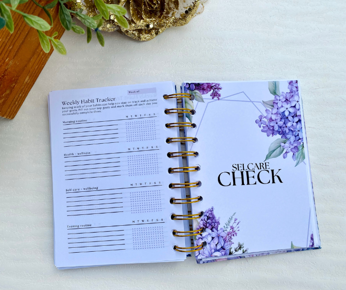 2025 UNDATED PLANNER JOURNAL IN PURPLE & BLUEFLORALS | LAVENDER FLOWER MINI PLANNER