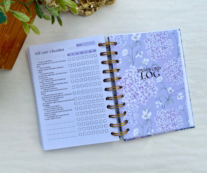 2025 UNDATED PLANNER JOURNAL IN PURPLE & BLUEFLORALS | LAVENDER FLOWER MINI PLANNER