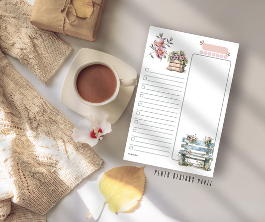 CUTE PASTEL SHABBY CHIC FLORAL TO-DO LIST & NOTEPAD A5 STATIONERY