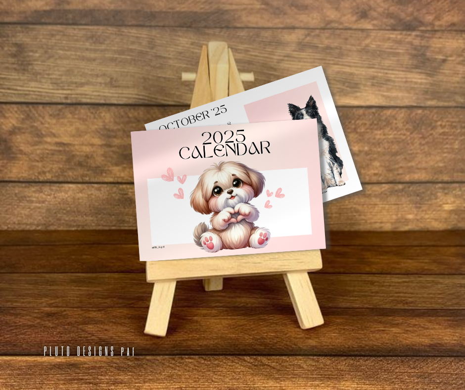 2025 FLASH CARD MINI CALENDAR DESK CALENDAR WITH STAND (FUR BABIES PET & COQUETTES