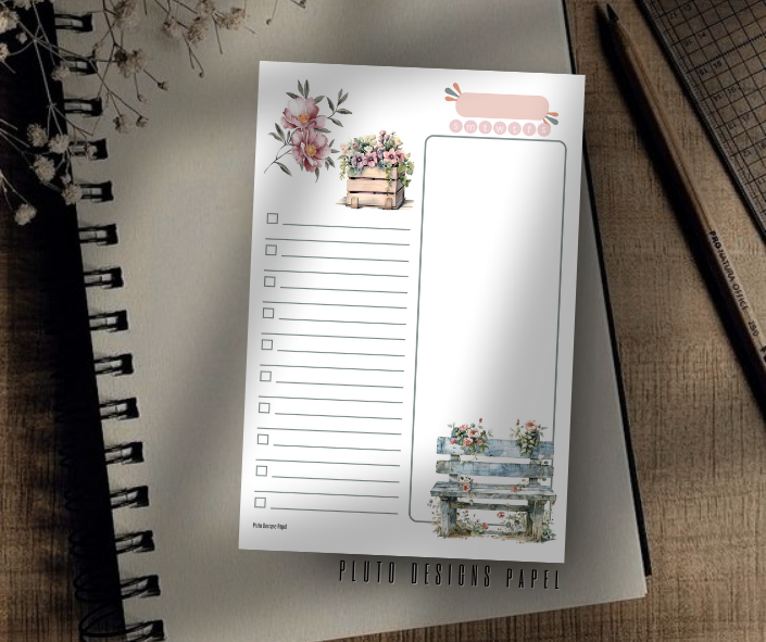 CUTE PASTEL SHABBY CHIC FLORAL TO-DO LIST & NOTEPAD A5 STATIONERY